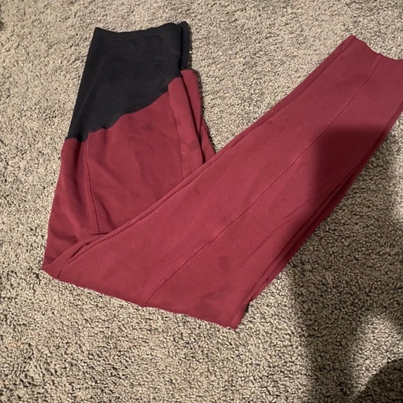 Wine red, large, maternity leggings pants, skinny fit. - Picture 1 of 3